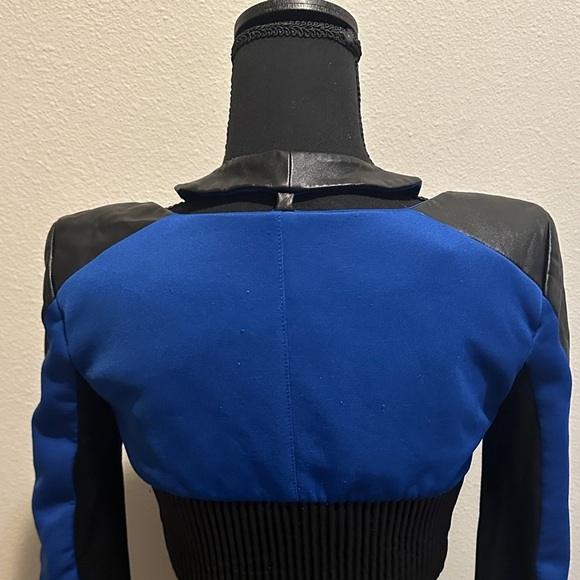 bebe Blue and Black cutout Bomber Jacket - Picture 4 of 4